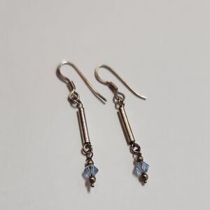 Sterling Silver 925 and Blue Dangle Earrings